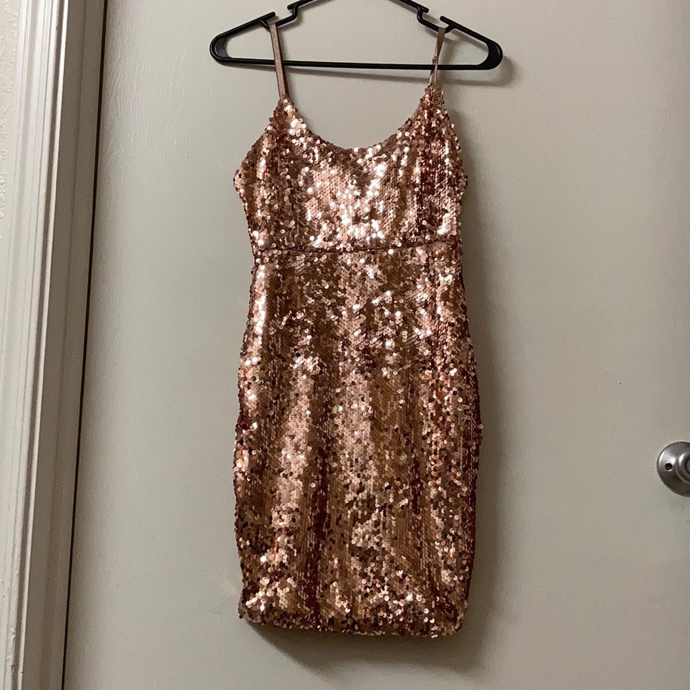 Rose Gold Sequin Party Dress